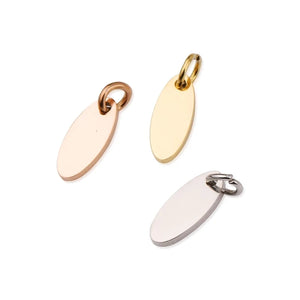 Stainless Steel Oval Charms DIY Making Necklace Bracelet Keychain Pendant