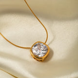 Stainless Steel Zircon Earring/Pendant Set Valentine Women 18K Plated
