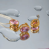 Stainless Steel Zircon Earring/Pendant Set Valentine Women 18K Plated