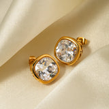 Stainless Steel Zircon Earring/Pendant Set Valentine Women 18K Plated