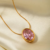 Stainless Steel Zircon Earring/Pendant Set Valentine Women 18K Plated