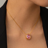 Stainless Steel Zircon Earring/Pendant Set Valentine Women 18K Plated