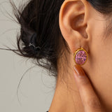 Stainless Steel Zircon Earring/Pendant Set Valentine Women 18K Plated