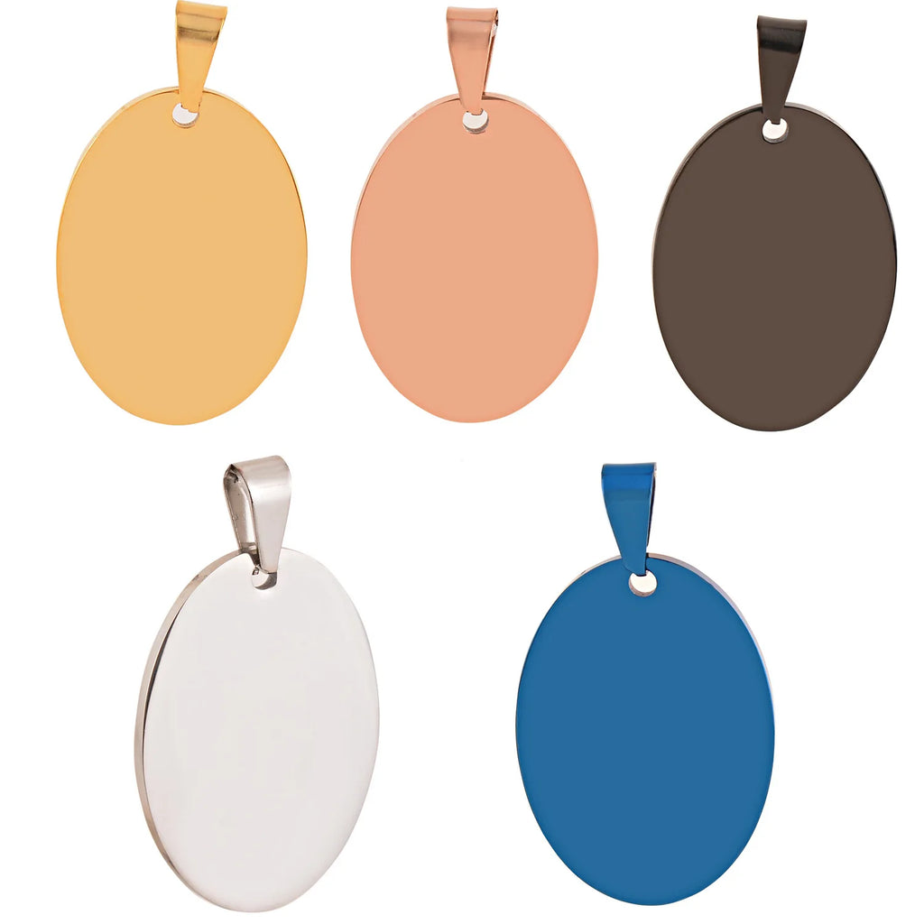 Stainless Steel Oval Pendant Blank For Engrave Metal Oval Charms