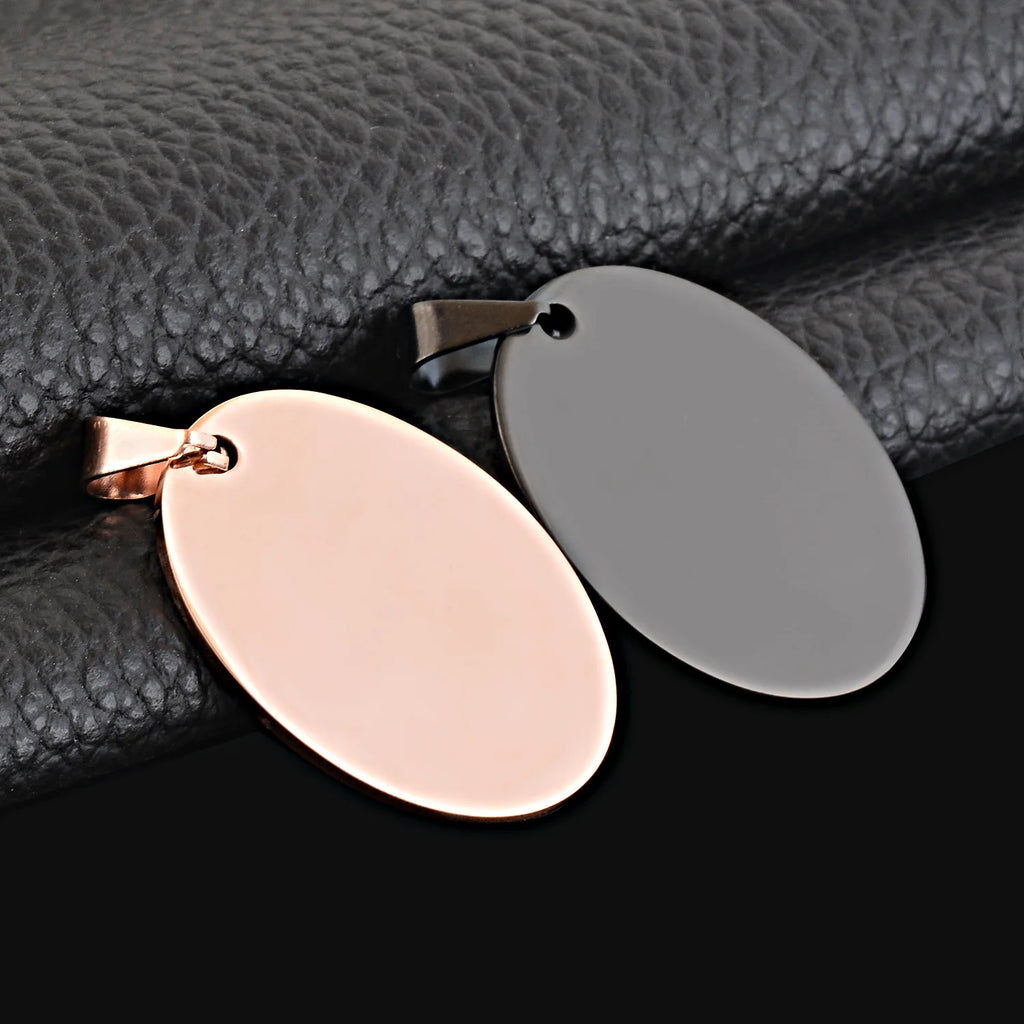 Stainless Steel Oval Pendant Blank For Engrave Metal Oval Charms