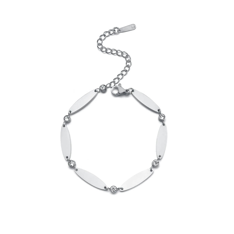 Personalized Stainless Steel Oval Pendant Bracelet for Women