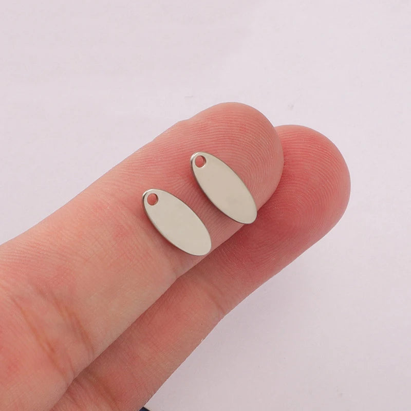 Stainless Steel Oval Tail Tag Charm Blank For Engrave 100pcs
