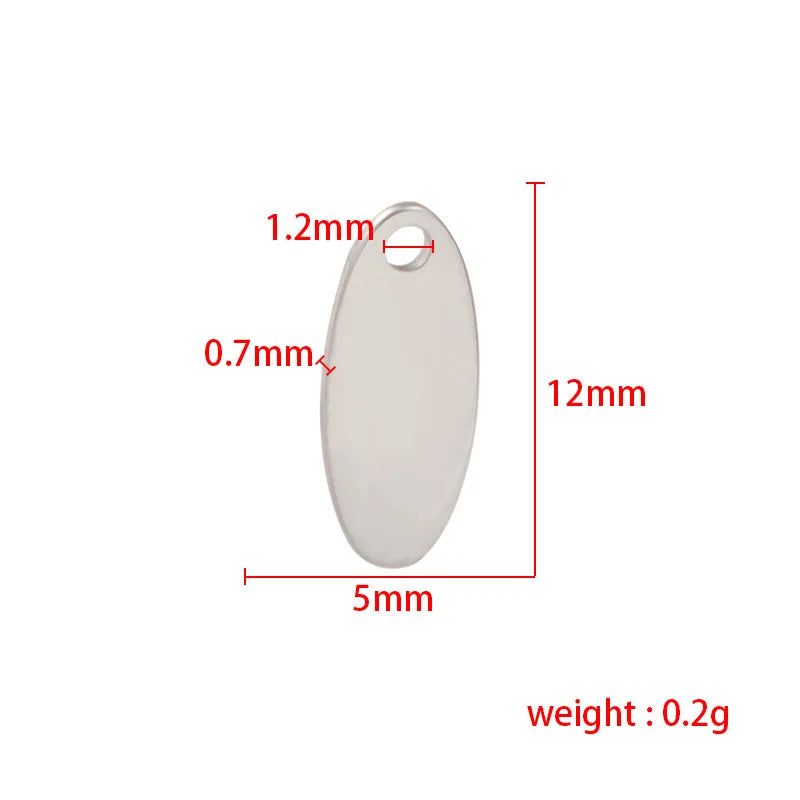 Stainless Steel Oval Tail Tag Charm Blank For Engrave 100pcs