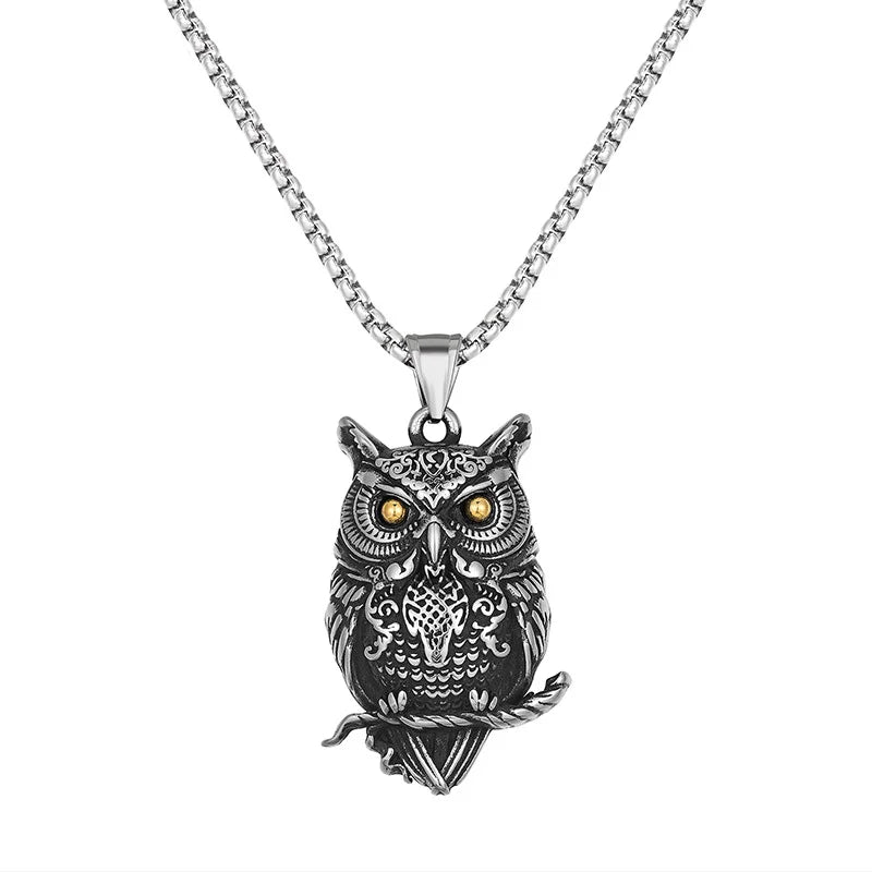 Stainless Steel Animal Pendant Necklace Vintage Gothic Hip Hop Punk Box Chain