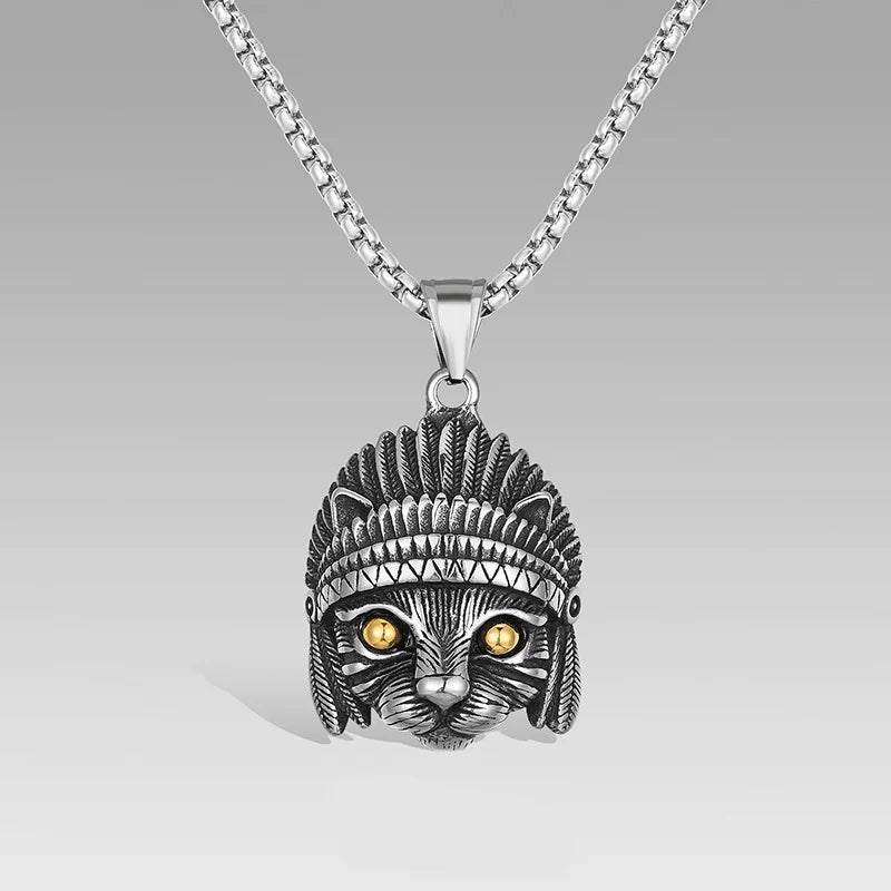 Stainless Steel Animal Pendant Necklace Vintage Gothic Hip Hop Punk Box Chain