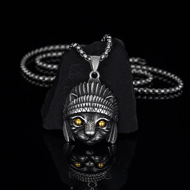Stainless Steel Animal Pendant Necklace Vintage Gothic Hip Hop Punk Box Chain