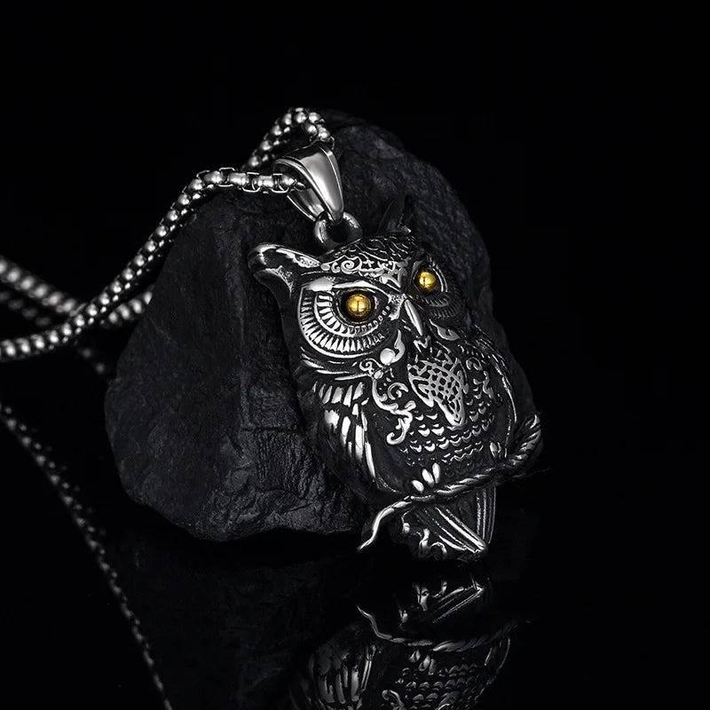 Stainless Steel Animal Pendant Necklace Vintage Gothic Hip Hop Punk Box Chain