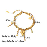 Heart Charm Bracelet Stainless Steel PVD 18K Plated Tarnish Layered Chain