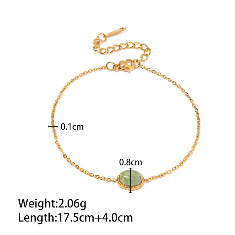 18K Plated Green Crystal Bracelet Waterproof