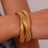 Stainless Steel PVD Plated Silver 3 Layers Bracelets For Women
