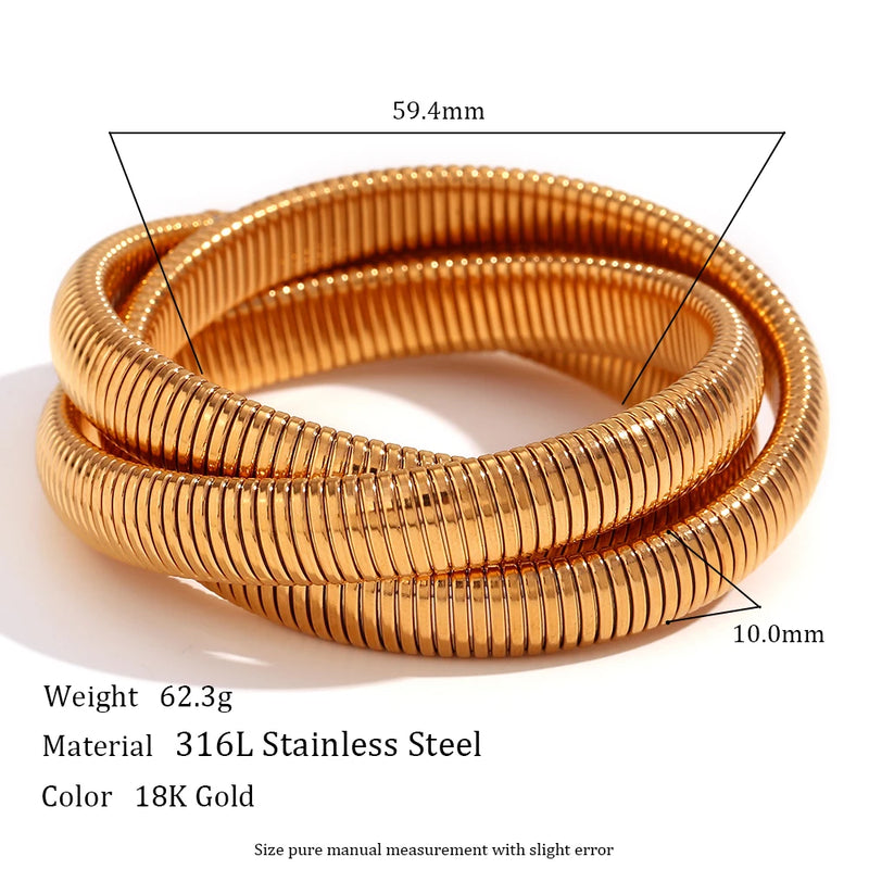 Stainless Steel PVD Plated Silver 3 Layers Bracelets For Women