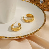 Stainless Steel PVD Plated Waterproof Texture Ring Fine Polished Tarnish Jewelry