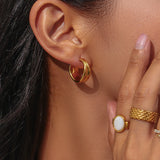 Stainless Steel PVD Plated Waterproof Texture Ring Fine Polished Tarnish Jewelry