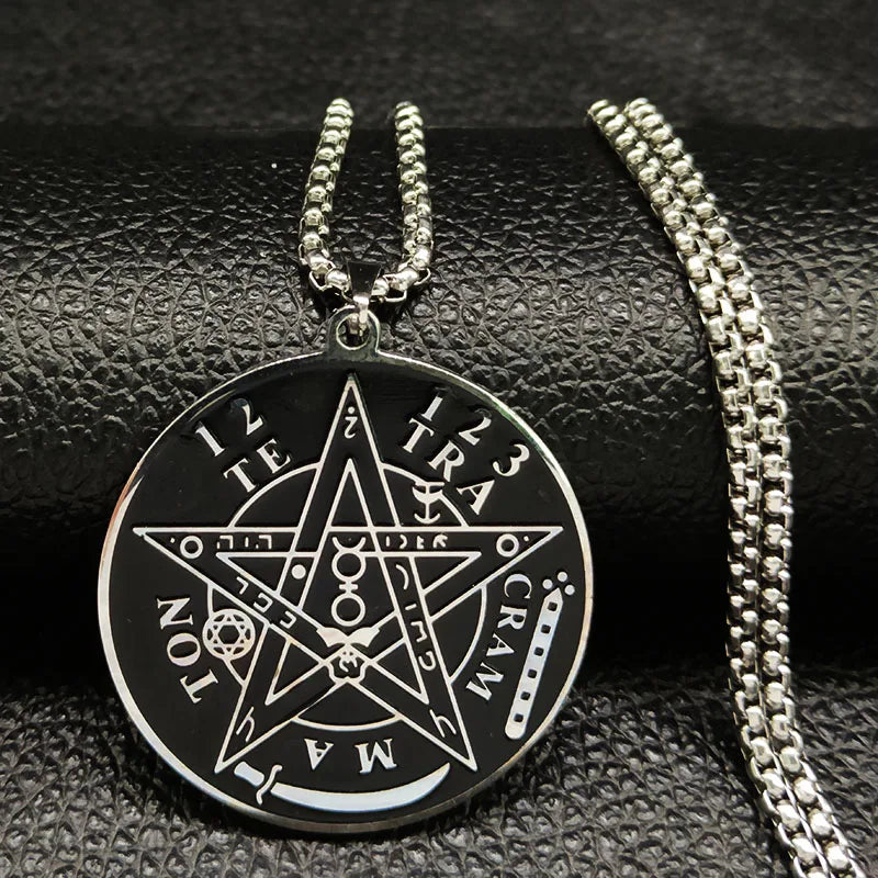 Stainless Steel Pagen Pentacle Necklaces Men Wicca Pentagram Talisman Necklace