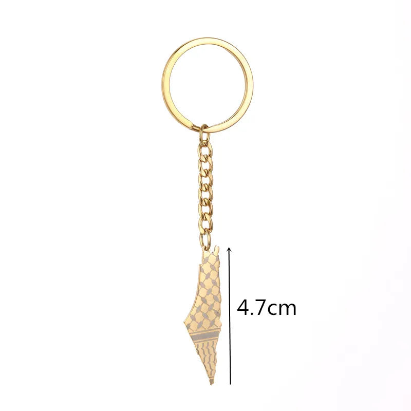 Stainless Steel Hebrew Map Pendant Keychain