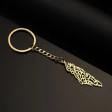 Stainless Steel Map Pendant Necklace Arabic Keychain
