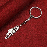 Stainless Steel Map Pendant Necklace Arabic Keychain