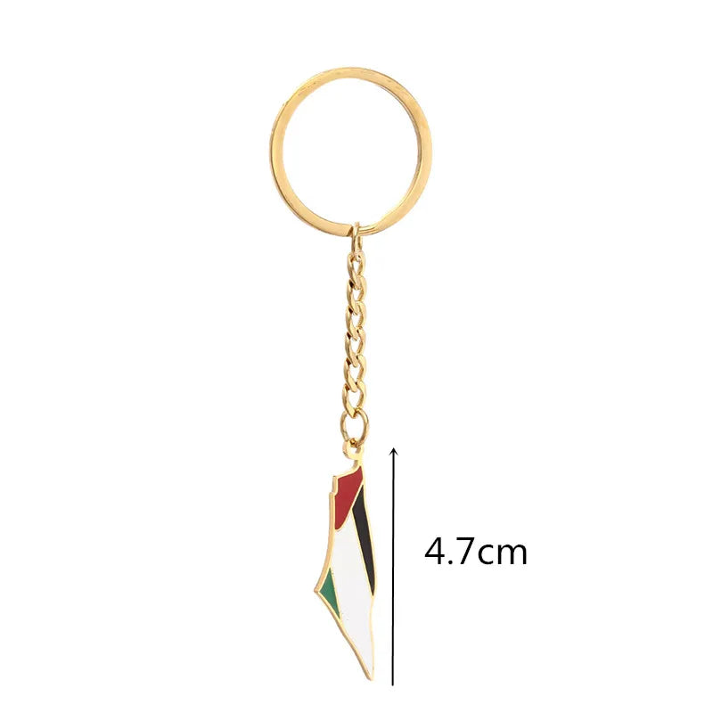 Stainless Steel Map Pendant Necklace Arabic Keychain