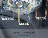 Stainless Steel Paper Clip Chain Necklace Personalized Letter Pendant Choker