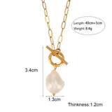 Stainless Steel Paper Clip Chain Pearl Necklace