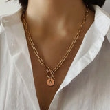 Stainless Steel Initial Alphabet Pendant Necklace Toggle Choker Name Jewelry