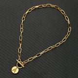 Stainless Steel Initial Alphabet Pendant Necklace Toggle Choker Name Jewelry