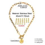 Stainless Steel Initial Alphabet Pendant Necklace Toggle Choker Name Jewelry