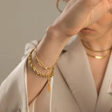 Stainless Steel Paperclip Link Chain Bracelet Plated Titanium Steel Bracelet