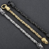 Stainless Steel Lion Head Hand Bands Bracelet for Men 6MM Link Chain