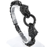 Stainless Steel Lion Head Hand Bands Bracelet for Men 6MM Link Chain
