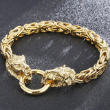 Stainless Steel Lion Head Hand Bands Bracelet for Men 6MM Link Chain
