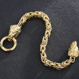 Stainless Steel Lion Head Hand Bands Bracelet for Men 6MM Link Chain