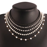 Stainless Steel Pearl Necklace Women Kpop Choker Collar Jewelry Chain