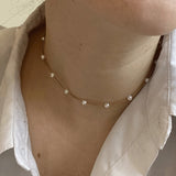 Stainless Steel Pearl Necklace Women Kpop Choker Collar Jewelry Chain