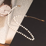 Stainless Steel Pearl Necklace Women Kpop Choker Collar Jewelry Chain