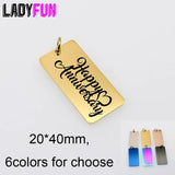 Stainless Steel Rectangle Big Charm Happy Anniversary DIY Charm
