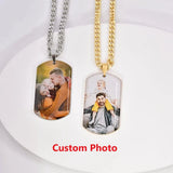 Colorful Photo Necklace Engraved Nameplate Necklaces Stainless Steel Pendant