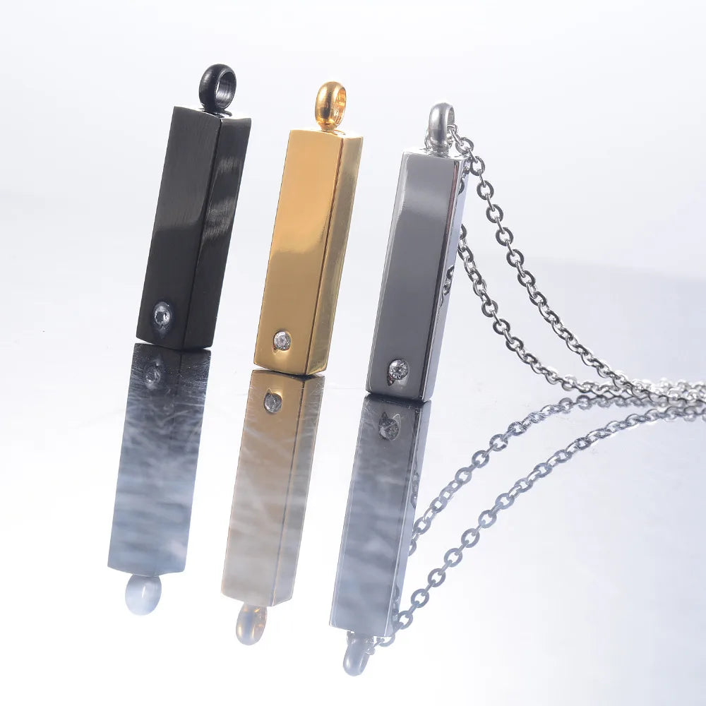 Stainless Steel Pendant Necklace 3 Colors Silver Ashes Keepsake Memorial Urn
