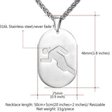 Stainless Steel Running Men Dog Tag Pendant Necklace Gym Fitness Sport