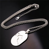 Stainless Steel Running Men Dog Tag Pendant Necklace Gym Fitness Sport
