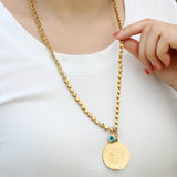 Stainless Steel Pendant Necklace for Woman Muslim Demon Eye Coin Necklace