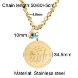 Stainless Steel Pendant Necklace for Woman Muslim Demon Eye Coin Necklace