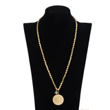 Stainless Steel Pendant Necklace for Woman Muslim Demon Eye Coin Necklace