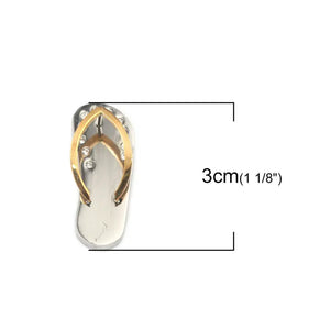 Stainless Steel Flip Flops Rhinestone Charm for Bracelet Necklace