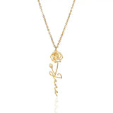 Personalised Birth Month Flower Pendant Necklace 18K Plated Gift